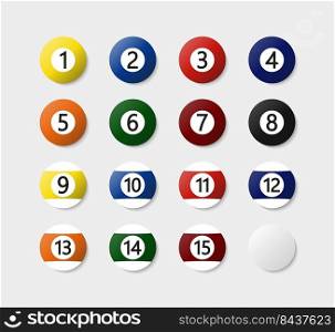 Colorful flat billiard balls. Vector illustration. stock image. EPS 10.. Colorful flat billiard balls. Vector illustration. stock image. 