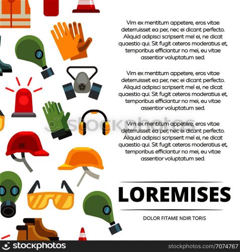 Colorful flat personal protective equipment icons poster design. Vector illustration. Colorful flat personal protective equipment icons poster design