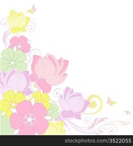 colorful floral background with lotus flower