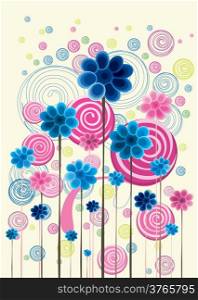 colorful floral doodle in blue and pink&#xA;&#xA;
