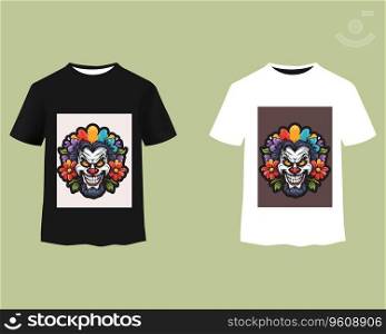 Colorful Floral Skull Design on Black and White T-Shirts