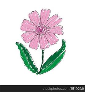 Colorful flower isolated on a white background for design and theme design. Vector illustration in Doodle style