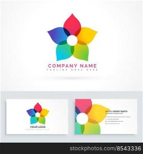 colorful flower logo design with business card