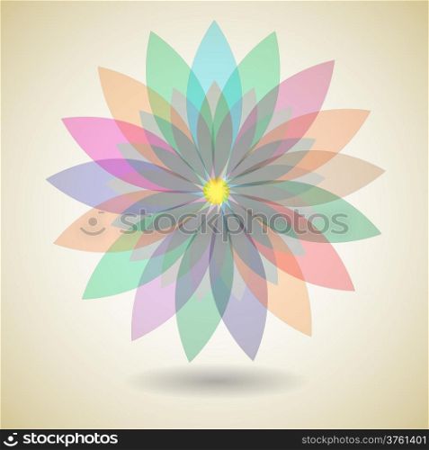 Colorful flower with shadow background, vector illustration