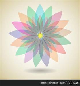 Colorful flower with shadow background, vector illustration