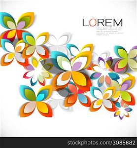 colorful flowers and shadow pattern with paper cut style for leaflet business cover page, brochure, flyer, poster layout.. vector illustration