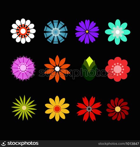 Colorful flowers icon flat design