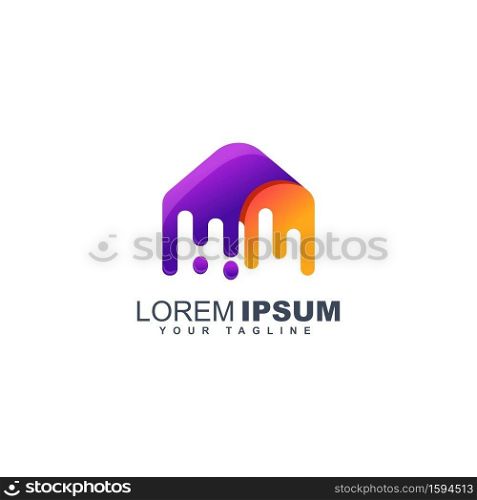 Colorful fluid abstract logo design template