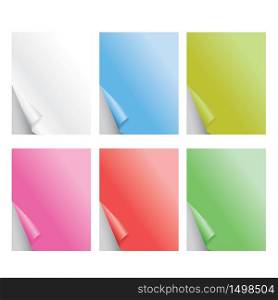 Colorful Folded Paper Realistic Shadow Vector Illustration