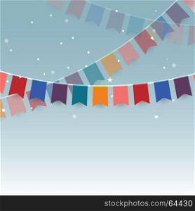 Colorful garlands festive flags and confetti, stock vector