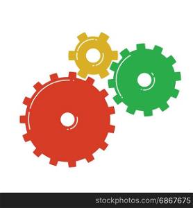 Colorful gears icon. Vector illustration