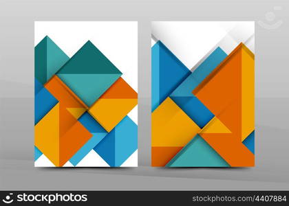 Colorful geometric A4 business print template. Brochure or annual report cover, vector business flyer layout, geometric abstract poster, identity illustration