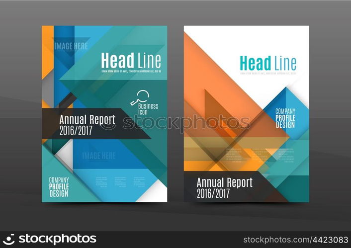 Colorful geometric A4 business print template. Brochure or annual report cover, vector business flyer layout, geometric abstract poster, identity illustration