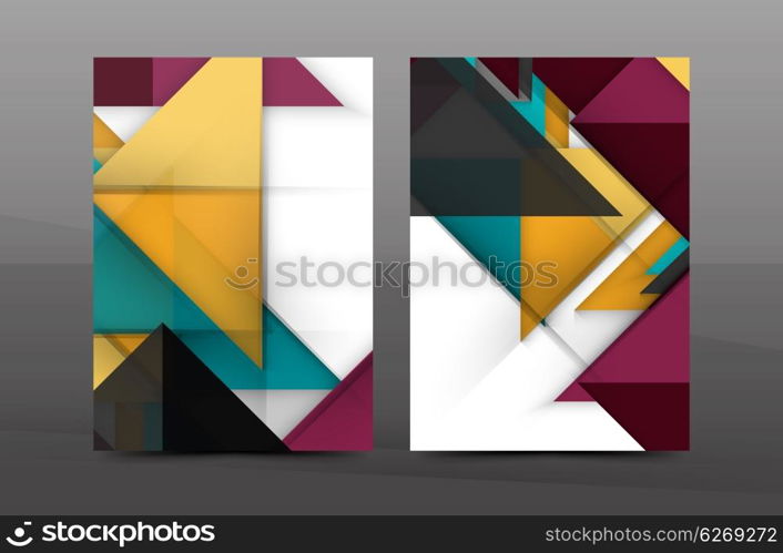 Colorful geometric A4 business print template. Brochure or annual report cover, vector business flyer layout, geometric abstract poster, identity illustration