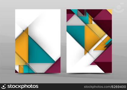 Colorful geometric A4 business print template. Brochure or annual report cover, vector business flyer layout, geometric abstract poster, identity illustration