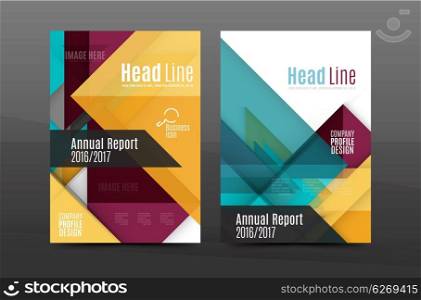 Colorful geometric A4 business print template. Brochure or annual report cover, vector business flyer layout, geometric abstract poster, identity illustration