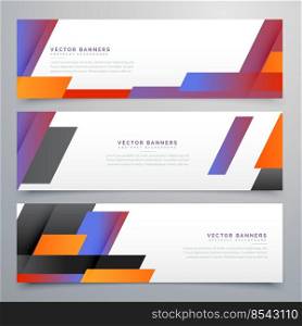 colorful geometric banners set background
