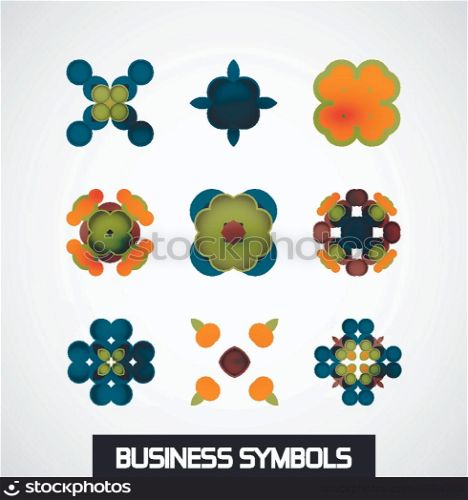 Colorful geometric business symbols. Icon set