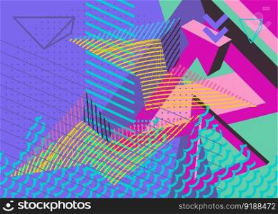 Colorful geometric cover. Abstract busy geometry background. Minimal vector illustration.