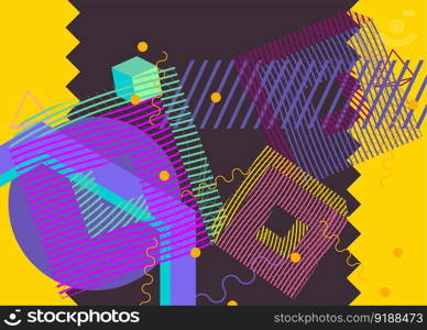 Colorful geometric cover. Abstract busy geometry background. Minimal vector illustration.