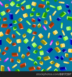 Colorful geometric seamless pattern on blue background. Colorful geometric seamless pattern