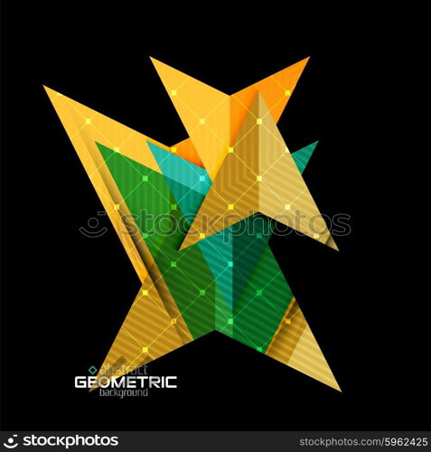 Colorful geometric shapes with texture on black. Modern futuristic abstract design template. Colorful geometric shapes with texture on black. Modern futuristic abstract design template. Vector illustration