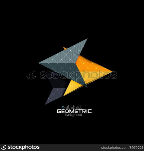 Colorful geometric shapes with texture on black. Modern futuristic abstract design template. Colorful geometric shapes with texture on black. Modern futuristic abstract design template. Vector illustration