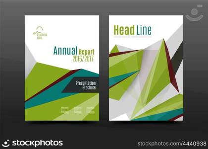 Colorful geometry design annual report a4 cover brochure template layout, magazine, flyer or leaflet booklet. Modern minimal triangle pattern. Vector illustration