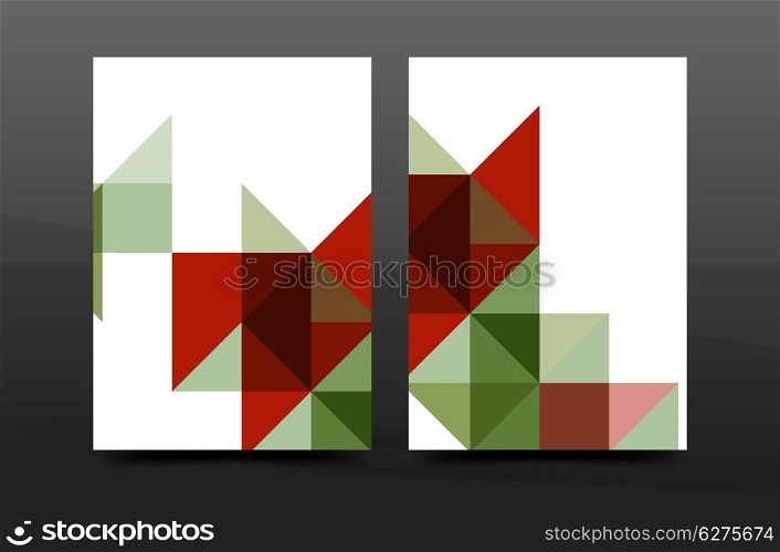 Colorful geometry design annual report a4 cover brochure template layout, magazine, flyer or leaflet booklet. Modern minimal triangle pattern. Vector illustration