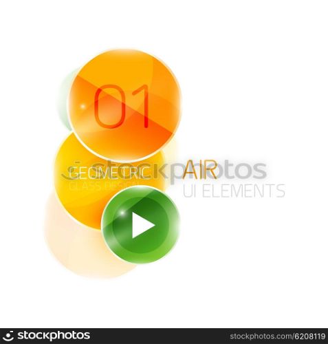 Colorful glass circles composition. Modern futuristic round elements, air abstract geometric template
