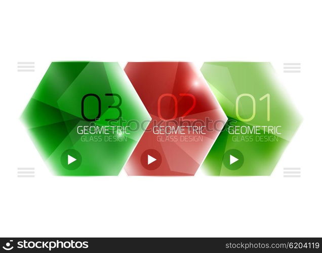 Colorful glass hexagon business infographic template, hexagon geometric web interface element