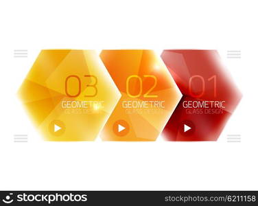 Colorful glass hexagon business infographic template, hexagon geometric web interface element