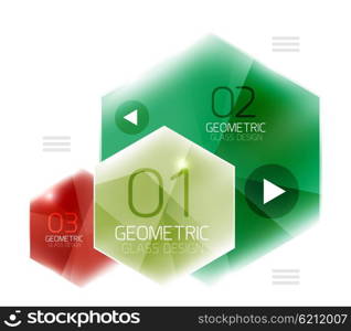 Colorful glass hexagon business infographic template, hexagon geometric web interface element