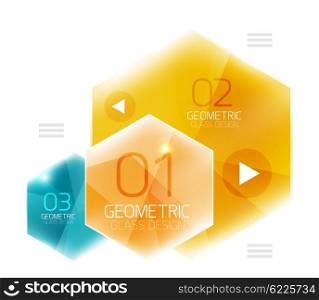 Colorful glass hexagon business infographic template, hexagon geometric web interface element