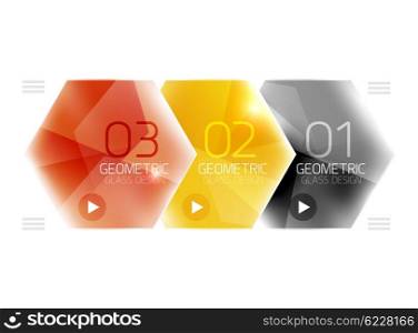 Colorful glass hexagon business infographic template, hexagon geometric web interface element