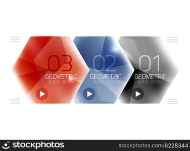 Colorful glass hexagon business infographic template, hexagon geometric web interface element