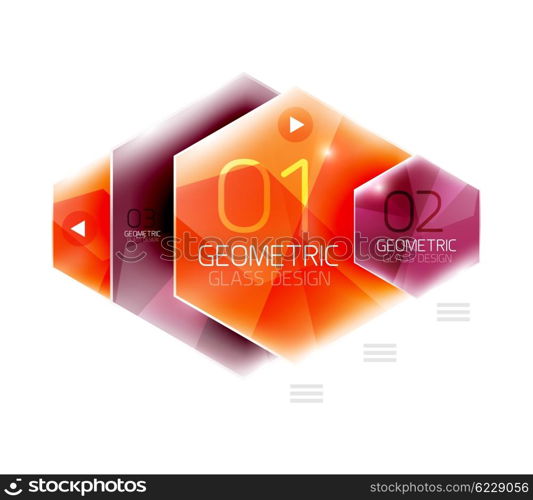 Colorful glass hexagon business infographic template, hexagon geometric web interface element