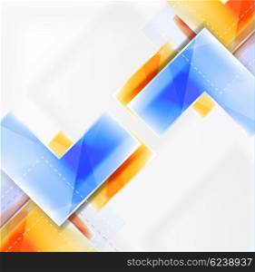 Colorful glossy arrow shapes. Abstract background. Vector web brochure, internet flyer, wallpaper or cover poster design. Geometric style, colorful realistic glossy arrow shapes with copyspace. Directional idea banner