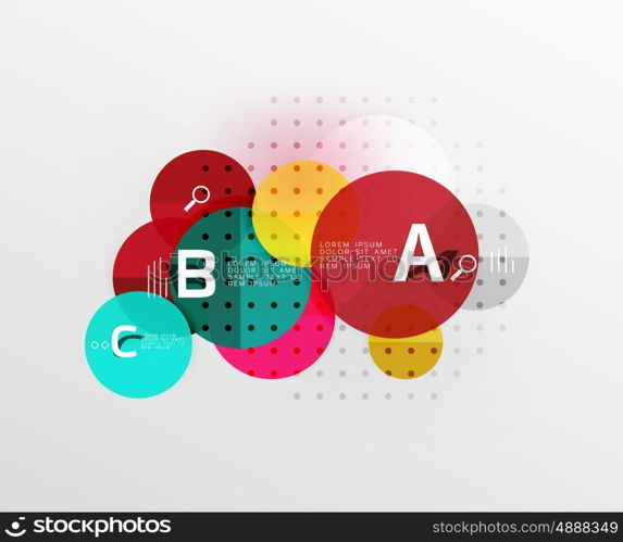 Colorful glossy circle infographics. Vector template background for workflow layout, diagram, number options or web design