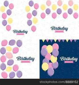 Colorful glossyHappy Birthday balloons banner background vector illustration in EPS10 format