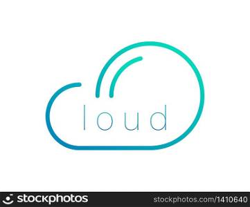 Colorful gradient cloud icon. Symbol of technology in modern clear style. Isolated sky element. Concept cloud icon with text. Premium design of web cloud outline. Vector EPS 10