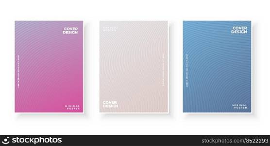 Colorful gradient covers with line pattern design set 