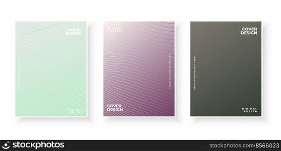 Colorful gradient covers with line pattern design set 