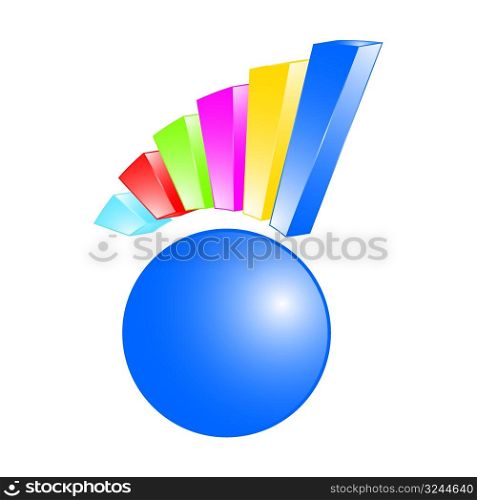 Colorful graph chart on top of blue planet, vector illustration
