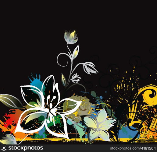 colorful grunge floral background vector illustration