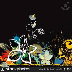 colorful grunge floral background vector illustration