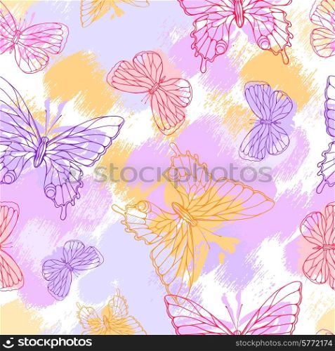 Colorful grunge seamless pattern with butterfly.. Colorful grunge seamless pattern with butterfly