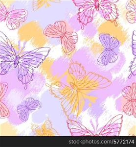 Colorful grunge seamless pattern with butterfly.. Colorful grunge seamless pattern with butterfly