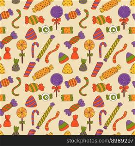 Colorful halloween sweets seamless pattern. Halloween elements. Trick or treat concept. Colorful halloween sweets seamless pattern. Halloween elements. Trick or treat concept.