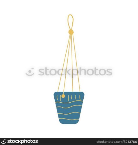 Colorful hand drawn flat flowerpot isolated on white background